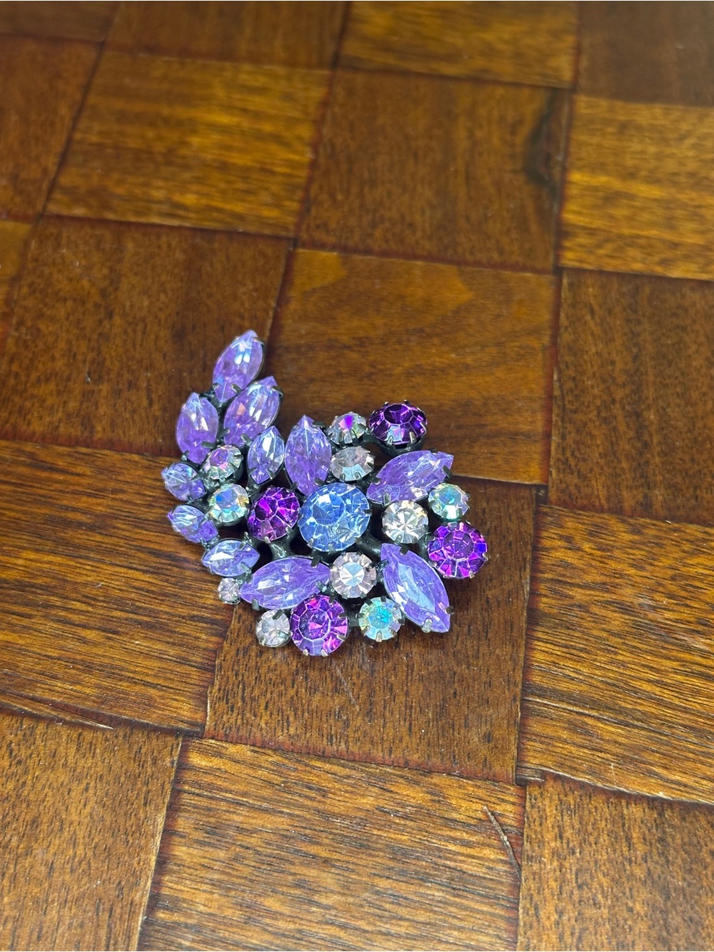 Lavender Crystal Floral Brooch - Women Jewelry